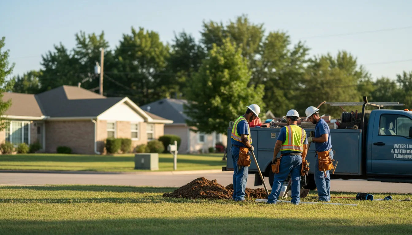 Residential water line and bathroom plumbing service in Scott, OH